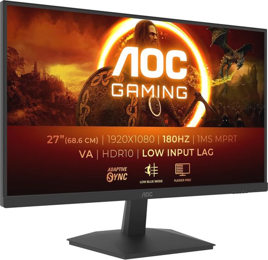 27 Inch Full HD Gaming Monitor - 180 Hz, 1 ms, Adaptive Sync, HDR10 van Merkloos