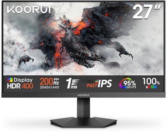 27 Inch Gaming Monitor QHD 1440P met 200Hz en 1ms Reactietijd van Merkloos