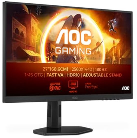 27 inch QHD Gaming Monitor - 180 Hz, 1 ms, FreeSync en G-Sync Compatibel, HDR400, HDMI 2.0, DisplayPort 1.4 van Merkloos