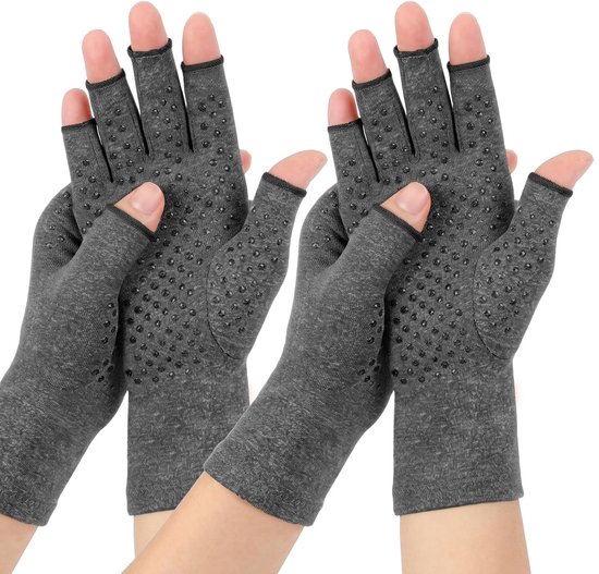 2PCS Gants Anti Arthrose, Gants de Compression Sans Doigts maat M