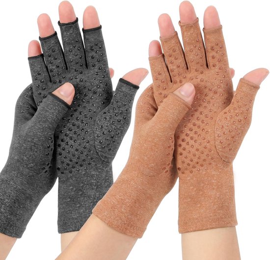 2PCS Gants Anti Arthrose, Gants de Compression Sans Doigts maat S