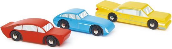 3 Houten retro Auto's | Teander Leaf Toys van Teander Leaf Toys