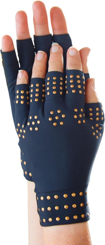 3 Pagen Artritis Compressiehandschoenen voor pijnverlichting, bevordering van de bloedcirculatie, praktisch vingerloos design voor eenvoudig gebruik, 1 paar artrose-handschoenen, zwart