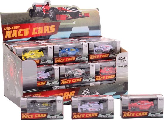 3 stuks verschillende raceauto's  1:72 van Carrera