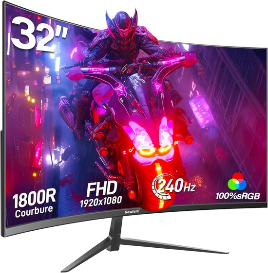32 inch Gaming Monitor 240Hz met Full HD 1080P en 1800R Curved Design van Merkloos