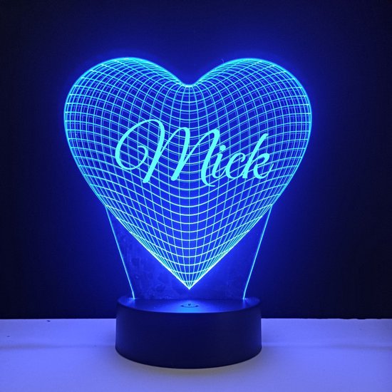 3D LED Lamp - Hart Met Naam - Mick van Merkloos