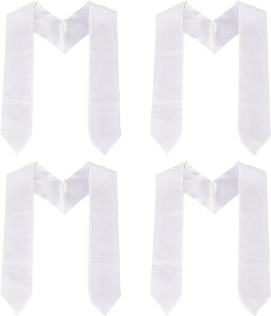 4 Pack Uniseks Sjaal voor Afstuderen - Bulk Sublimatie - Witte Sjerp voor Diploma Uitreiking
