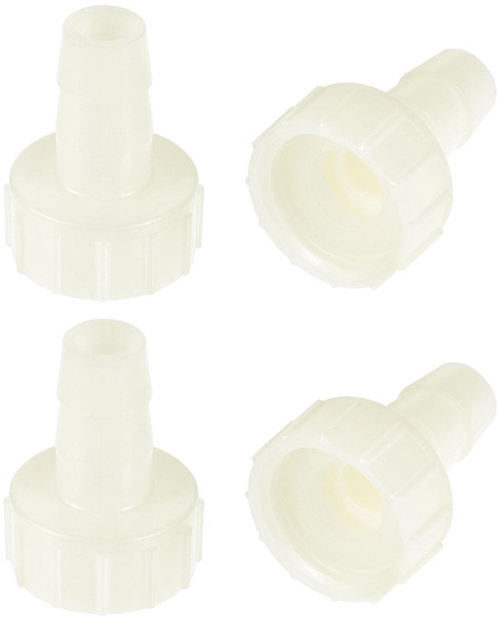 4 pc ABS hose connection tube adapter white 10mm rod x G1/2 female thread van JRready