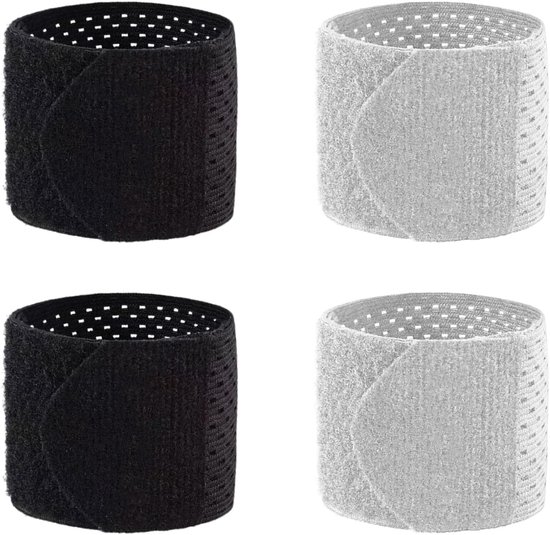 4 stuks dunne sportarmbanden, ademende polsbandages, elastische polsbandages, polssteunbandages, verstelbare polsbandages, sportaccessoires (zwart, grijs)