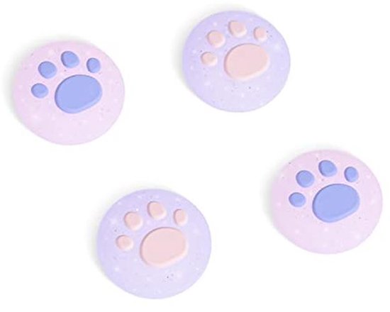 4 Stuks Joy Con Thumb Grip Caps voor Switch en Switch Lite - Silicone Kawaii Duim Grip - Roze en Paars van Merkloos