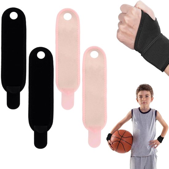 4 stuks polsbandage voor kinderen, verstelbare polssteun in 2 kleuren, polsbandage met duimopening, polsbandages voor kinderfitness, sport en dagelijkse activiteiten