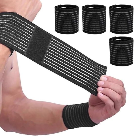 4 stuks polsbandages, ademende polsbandage, elastische en verstelbare polsbeschermer, verstelbare polssteun, handbandage voor sport, fitness