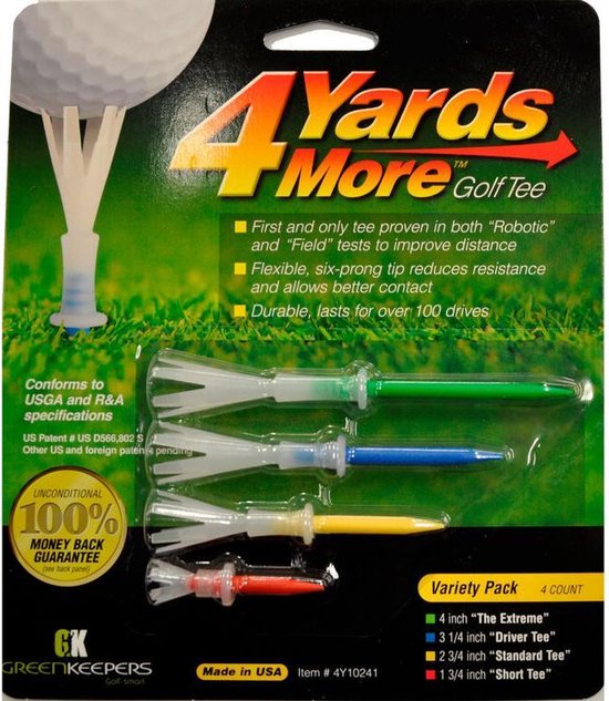 4 Yards More Tees - Assorti Pack | 4 verschillende maten Tees van Greenkeepers