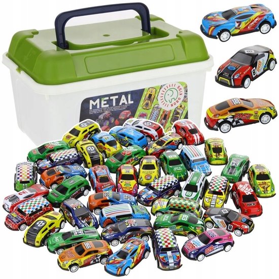 40 Pull-Back Mini Auto's in Koffer - Speelgoed Auto Set van Toi-Toys.