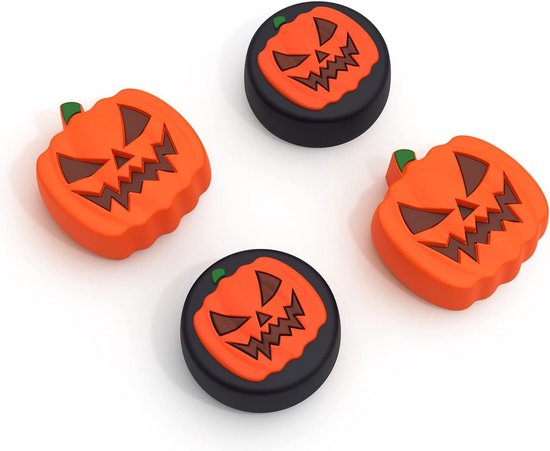 4x Analoge Joystick Thumb Grips voor Switch, Switch Lite en Switch OLED - Pompoen Design van Merkloos