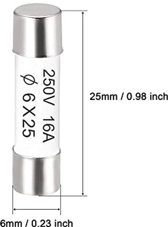 5 stuks keramische cartridge zekeringen 16A 250V 6x25mm snelle vervanging voor versterker energiezuinige lamp ballast van Merkloos