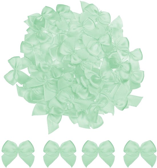 50 Pcs Mini Ribbon Bow 2.5cm Mini Fabric Satin Flower Bows for Crafts Sewing Wedding Birthday Party Green van Merkloos