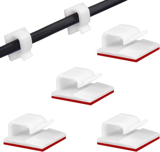 50 Stuks Zelfklevende Kabelmanagement Clips - Organiseer Kabels voor TV, PC, Laptop en Ethernet - Ideaal voor Thuis en Kantoor (Wit) van Merkloos