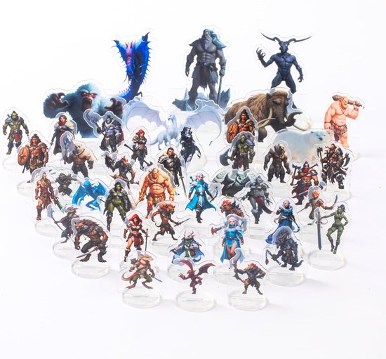 5e Miniatures Arctic Theme-Dungeons and Dragons Adventure Minis Starter Set 1" Grid Double Sided Print-Tabletop TTRPG accessories CR 0-20 Flat Acrylic Figures Portable with Catalog Gift for DM-A