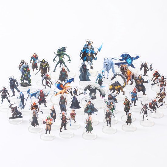 5e Miniatures Arctic Theme-Dungeons and Dragons Adventure Minis Starter Set 1" Grid Double Sided Print-Tabletop TTRPG accessories CR 0-20 Flat Acrylic Figures Portable with Catalog Gift for DM-B