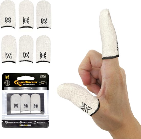 6 Pack Gaming Vingerhoezen voor Mobiel Gamen - Zilveren Draad voor Ultieme Touch Screen Precisie van Merkloos