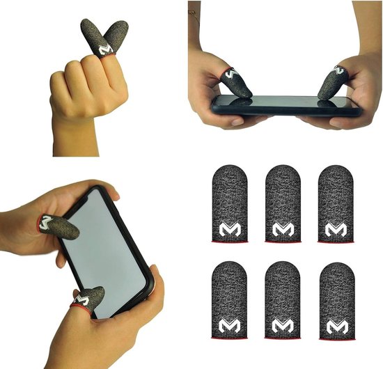 6 Pack Gaming Vingers, Anti-Zweet Silky Cases voor Mobiele Gaming Accessoires - Perfecte Aanraakrespons en Uitstekende Pasvorm voor Duim en Vingers, Geschikt voor Alle Mobiele Apparaten