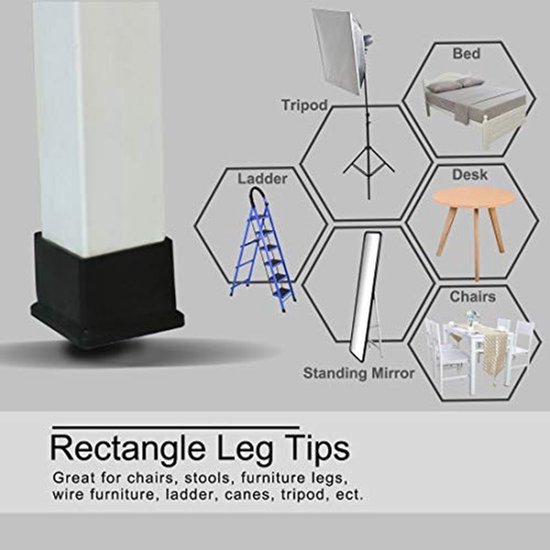 6 stuks vierkante ontwerp meubel tafel stoel voet rubberen hoezen zwart van Merkloos