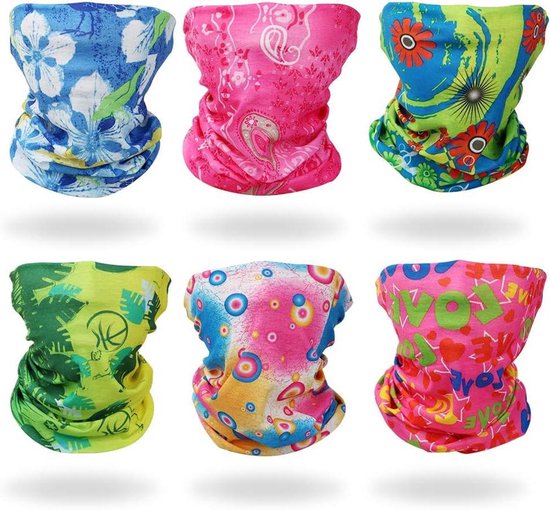 6PCS Outdoor Multifunctional Sports Magic Seamless Scarf Headwear Elastic Bandana Face Mask UV Resistance Turban Tube For Running, Cycling