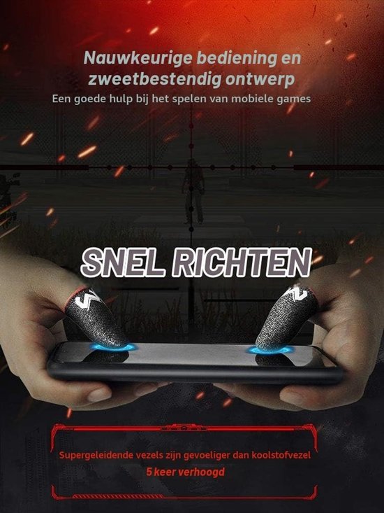 8 Pack Finger Covers voor Mobiel Spel, Anti-Zweet Gaming Accessoires met Perfecte Aanraakrespons - Ideaal voor Duim en Vingers, Geschikt voor Alle Smartphones