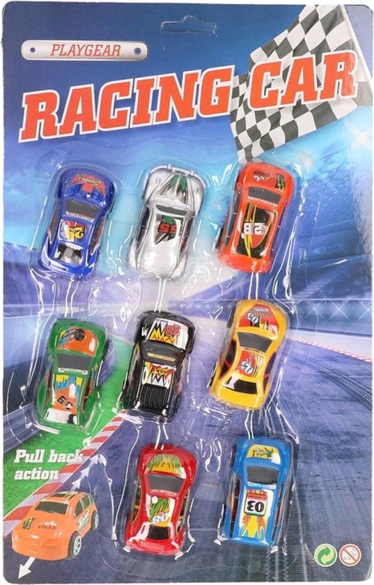 8x racewagens speelgoed autos kado set van Toi-Toys.
