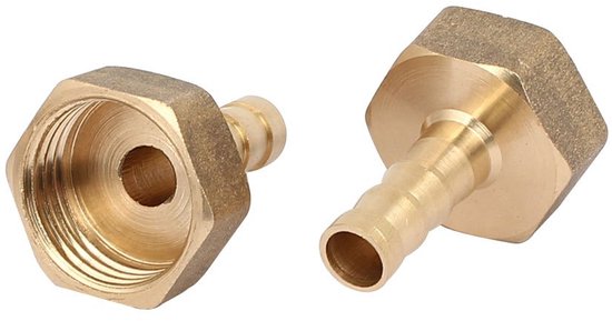 Aansluiting 1/2BSP binnendraad 8 mm slangkoppeling van messing met haltervorm, 2 stuks