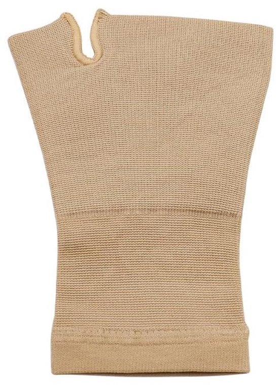 - ademende compressie polssteun, duim pols spalk, elastische polsbrace (huidskleur, medium)