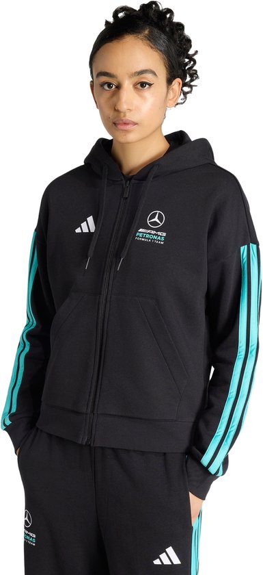 adidas Performance MERCEDES - AMG PETRONAS FORMULA 1 TEAM DNA HOODIE MET LANGE RITSSLUITING - Dames - Zwart van Adidas