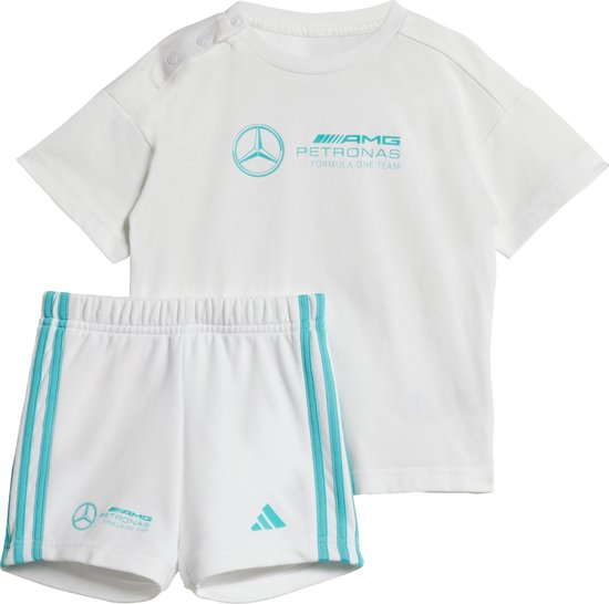 adidas Performance MERCEDES - AMG PETRONAS FORMULA ONE TEAM DNA BABY JOGGINGPAK MET KORTE MOUWEN - Kinderen - Wit- 62 van Adidas