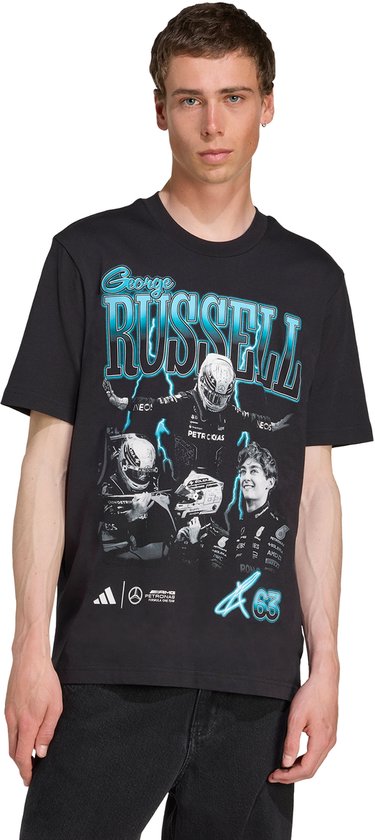 adidas Performance Mercedes - AMG Petronas Formula One Team George Russell Graphic T-shirt - Heren - Zwart- 2XL van Adidas