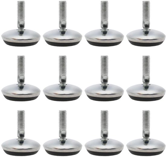 Adjusting Foot with Impact Nut 12 Pieces M6 x 18 x 30 mm Leveling Feet Adjustable Support for Table van Merkloos