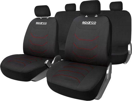 Afdekkingsset Auto - Stoelhoezen Set - Interieur Beschermen - Complete 11-delige Set - Universele Pasvorm - Zwart Rood