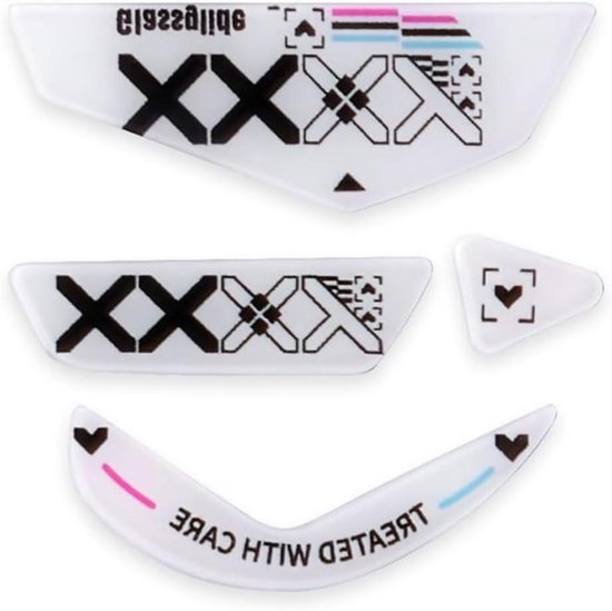 Afgeronde gebogen randen, ultrasterke glazen muisvoetpads, skates compatibel voor Logi G502 RGB/HERO bedrade muis (wit)