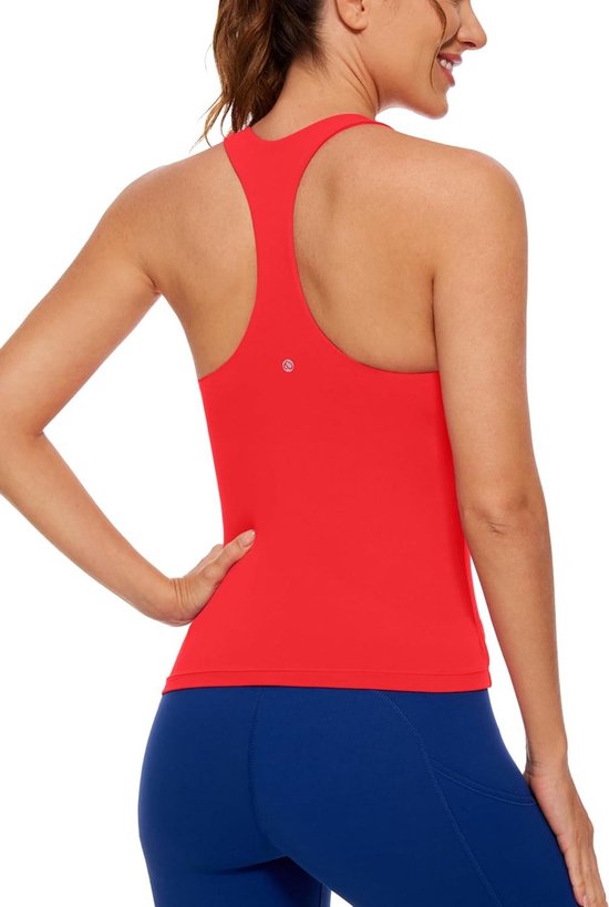 Allecta - Dames Sporttop met Ingebouwde BH en Racerback - Comfortabele Atletische Tanktop voor Workouts - Longline Sport BH - Zwart van Merkloos