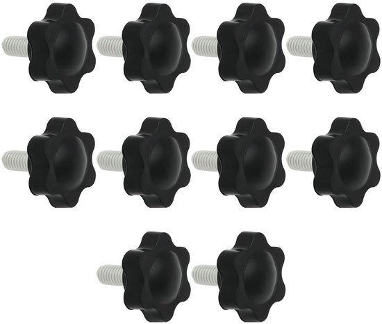 Allecto- Pedaal Vergrendeling Schroeven - M6x14mm - Vaste Schroeven - Pruimenbloesem - Logitech G25 G27 G29 G920 G923 - Handmatig Aangedraaide Schroef - Geschikt voor Gaming Sturen - Zwart - 10 stuks. van Merkloos