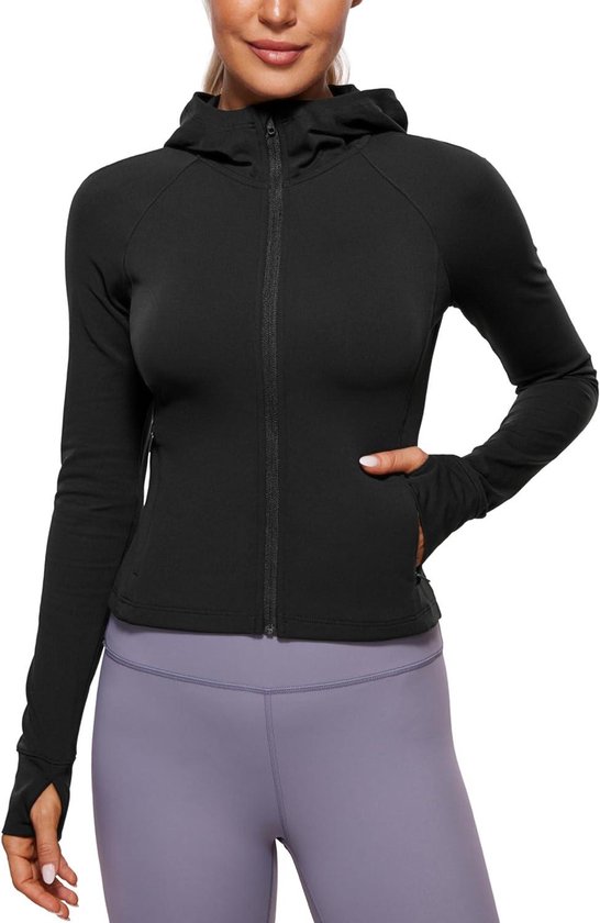 Allecto plus - Dames Sport Hoodie met Rits en Duimgaten voor Yoga en Fitness - Lichtgewicht en Slim Fit Model