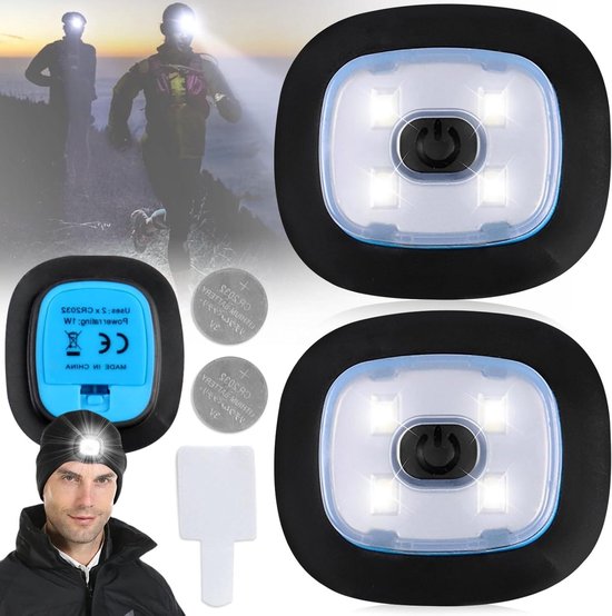 Allecto Plus - Led-Clip-Looplicht Set | 2 Stuks Clip-On Hardloopverlichting | 3 Lichtstanden | Voor Led Beanie Hoed | Outdoor Night Running Lights | Inclusief 4 Batterijen van Allecto Plus