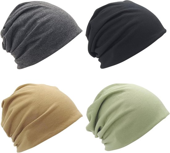 Allecto Plus - Set van 4 Unisex Skull Caps voor Heren - Beanies voor Mannen - Wintermuts - Thermo Loopt muts - Fietshelm Voering Heren - Sportmuts Multicolor
