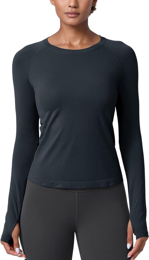 Allecto plus - Vrouwen Sport Lange Mouw Shirt | Ribbels | Duimgat | Fitness | Hardloopshirt | Tops | Sportschool Top | Ademend | Lichtgewicht van Allecto Plus