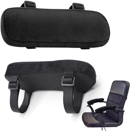 Allecto Premium - Ergonomische Armleuningpads 2 stuks, voor Bureaustoel, Gamingstoel en Rolstoel - Zwart - Comfortabele Armleuningen met Kussens van Merkloos