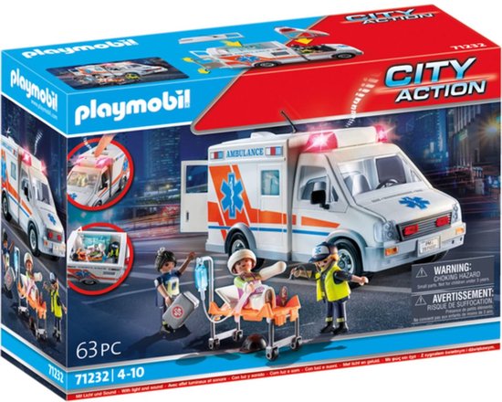 Ambulance speelgoedauto Playmobil 71232 reddingsvoertuig multicolor. van Playmobil