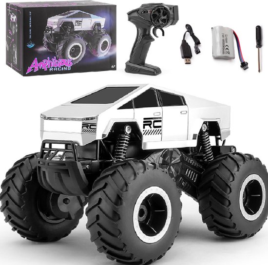 Amfibische 4WD off-road pick-uptruck met afstandsbediening - Monstertruck op schaal 1:16 - 2,4 GHz - Speelgoedcadeau voor jongens en meisjes van 6 tot 12 jaar van Gobidex