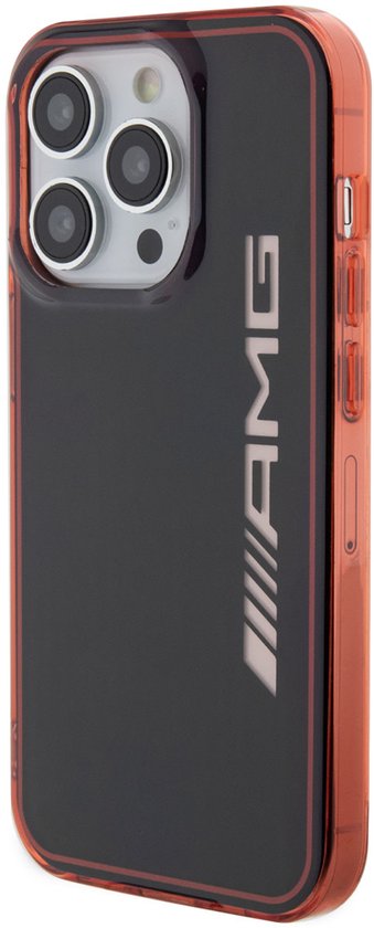AMG Back cover - iPhone 15 Pro - Zwart - Double Layer - Schokabsorptie - Rood Frame van Merkloos