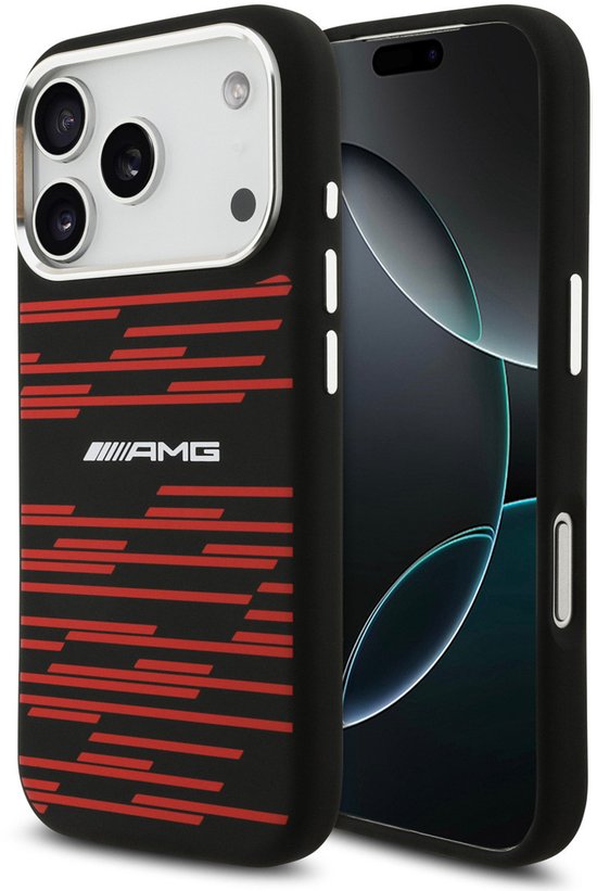 AMG Back Cover iPhone 17 Pro - Magsafe - Zwart met Rode Lijnen - Slank & Valbestendig van AMG