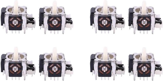 Analoge Joysticks - Thumbsticks Controller - Gaming Reparatie - Vier Soldeerpunten - 8 Stuks - Zwart Wit van Merkloos